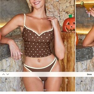 Cupshe Brown Polka Dot Top & Bottom